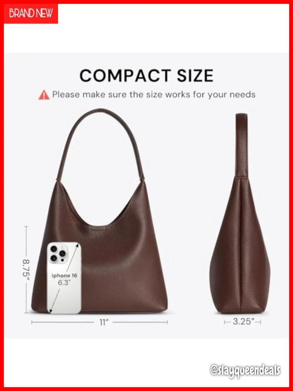 Small Slouchy Hobo Purse, Soft Vegan Leather Shoulder Bag, Everyday Tote Handbag